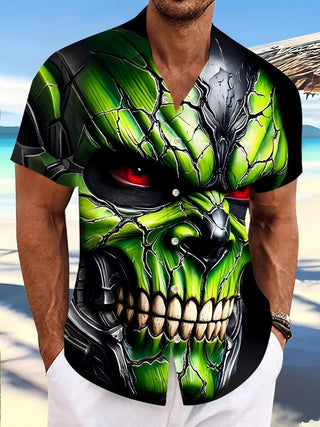 men's skull print shirt front view