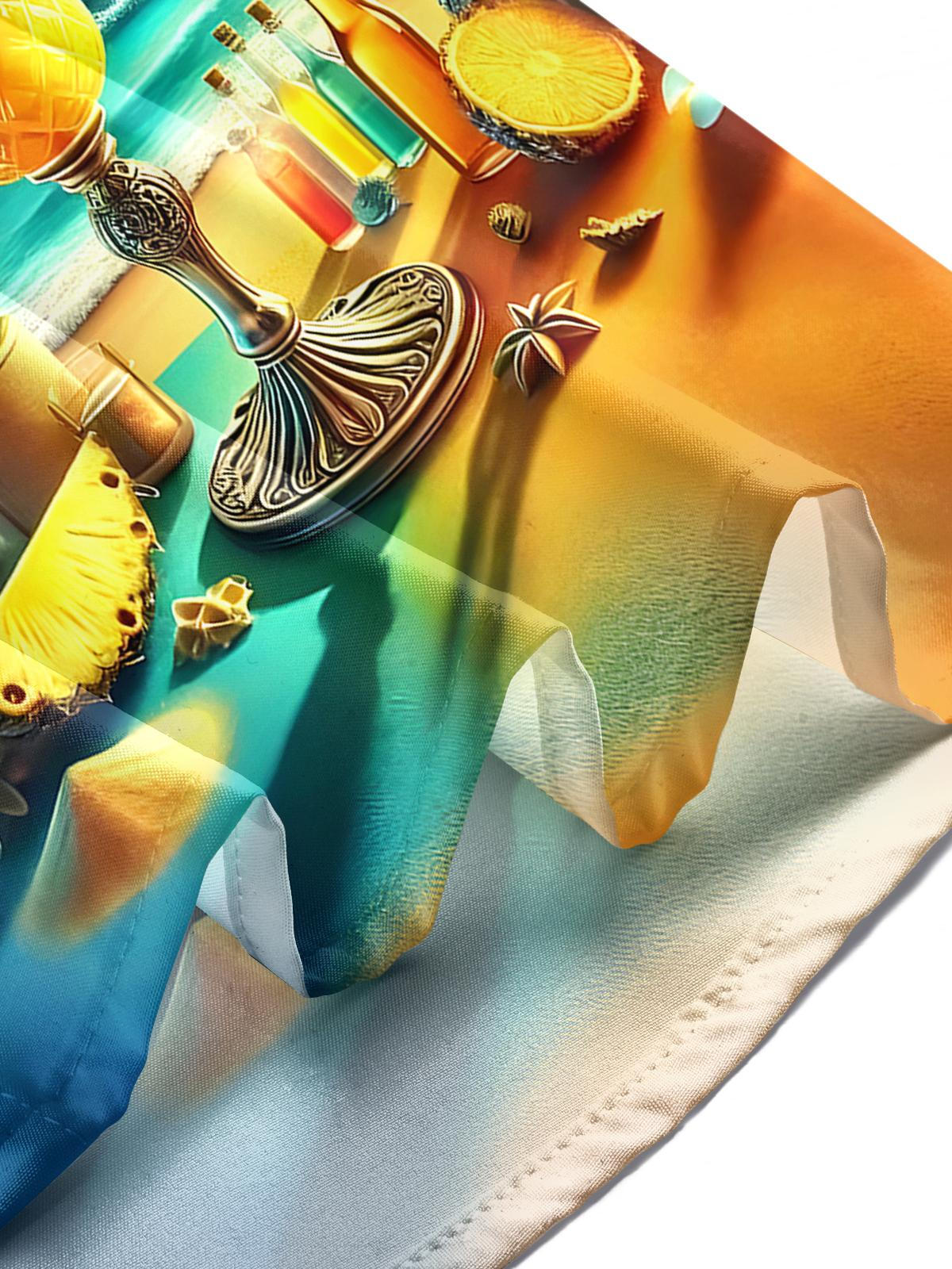 Hawaiian Cocktail Pineapple Men's Pocket Short Sleeve Shirts