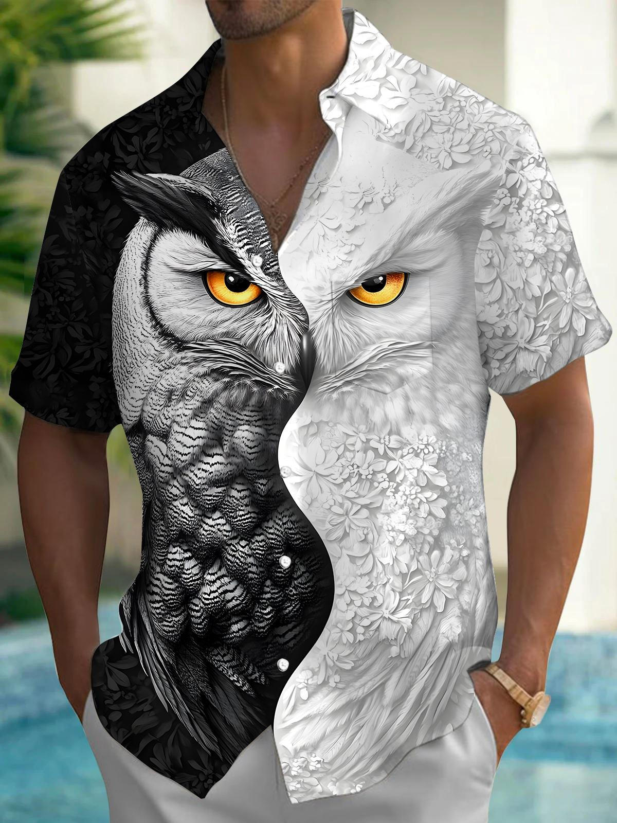 Owl Men's Pocket Short Sleeve Shirts