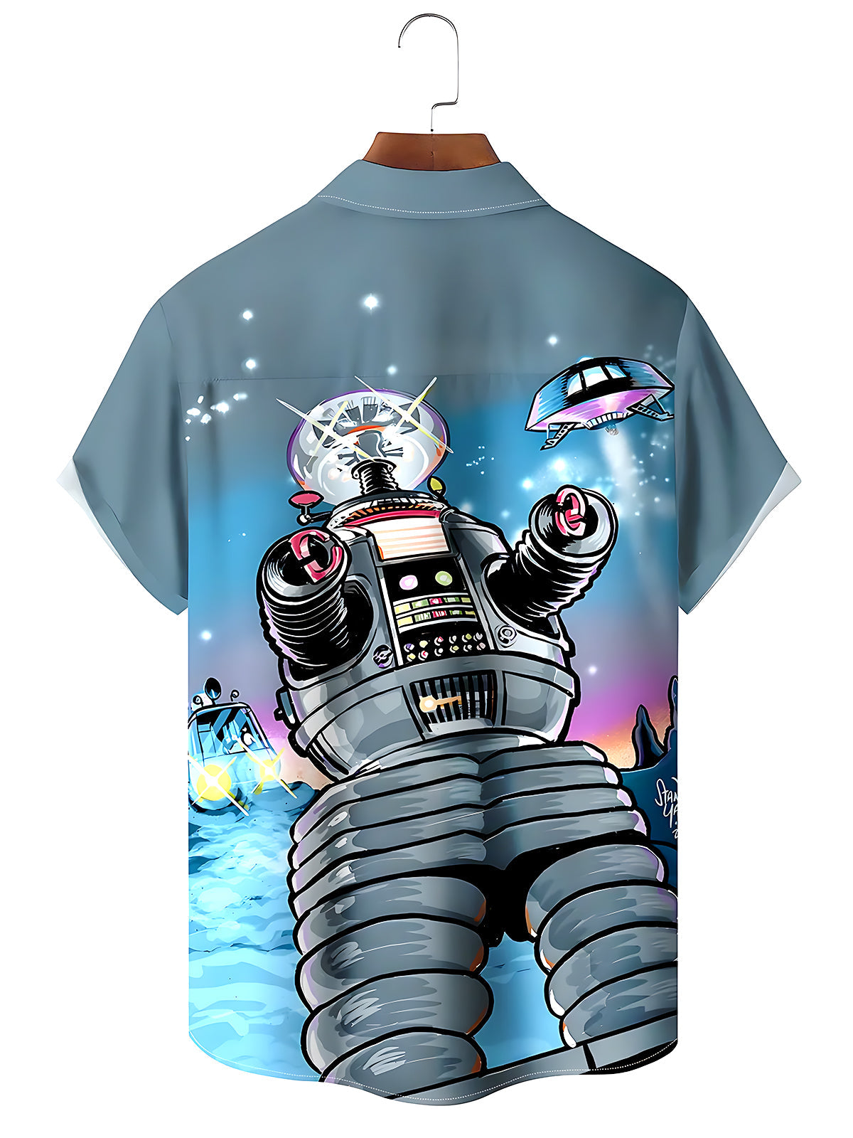 Robot Men's Pocket Short Sleeve Shirts