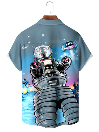 Robot Men's Pocket Short Sleeve Shirts