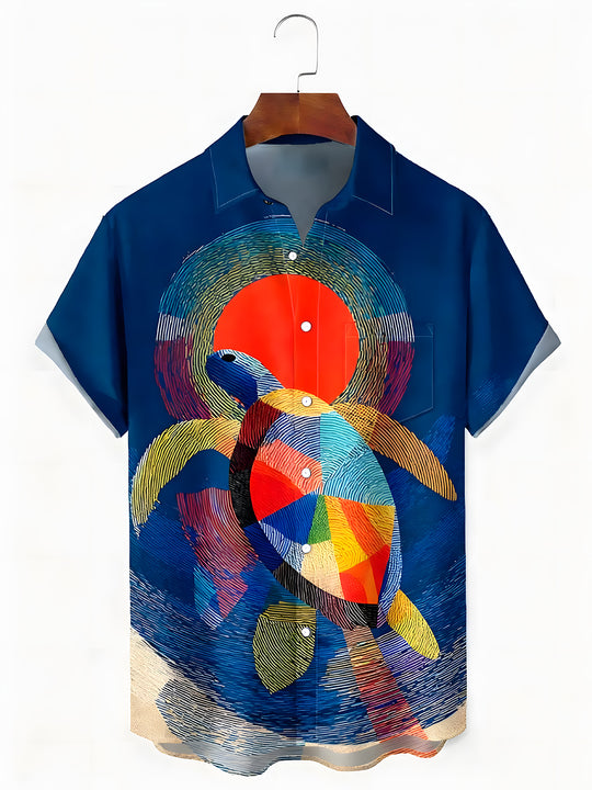 men's Hawaiian shirt front view tropical beach vacation