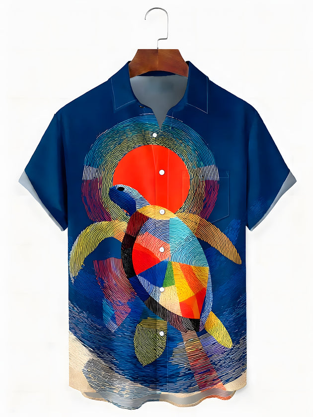 men's Hawaiian shirt front view tropical beach vacation