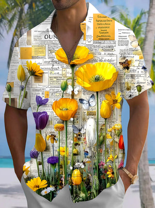 men's Hawaiian shirt front view tropical beach vacation