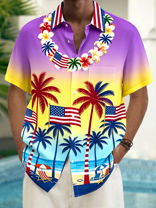 men's Hawaiian shirt front view Independence Day