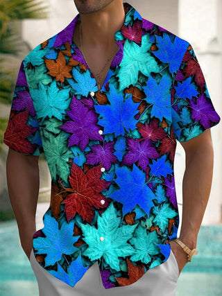 men's travel print shirt back view