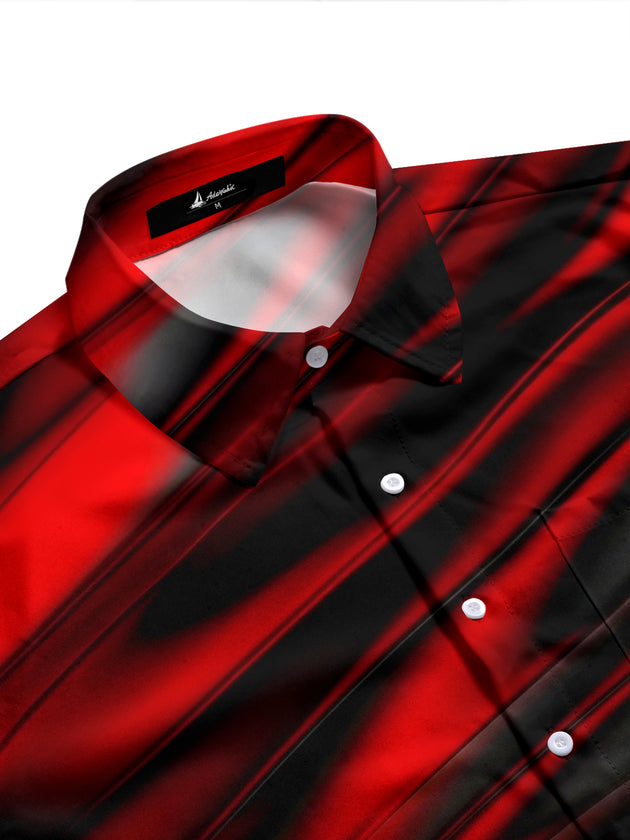 Adaychic Men's Striped Abstract Gradient Stripes Print Long Sleeve Shirt with Chest Pocket
