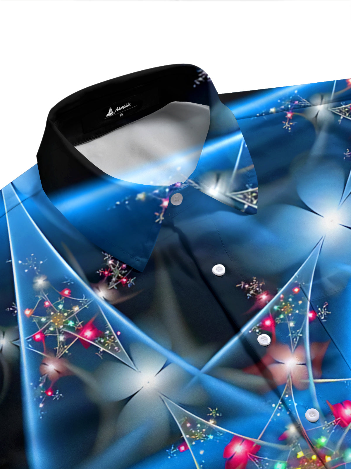 Adaychic Men's Printed Abstract Geometric Stars Print Short Sleeve Shirt with Chest Pocket