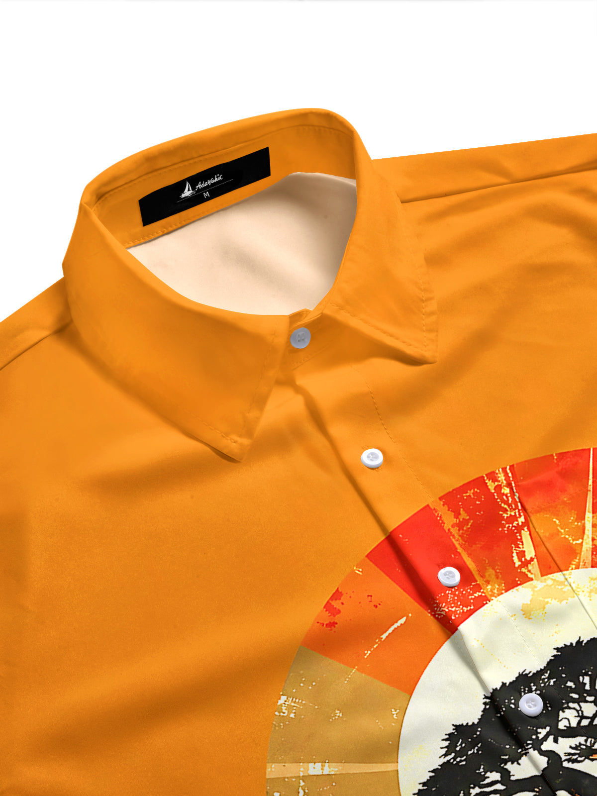 Adaychic Men's Vintage Style Acacia Tree Sunset Print Short Sleeve Shirt with Chest Pocket