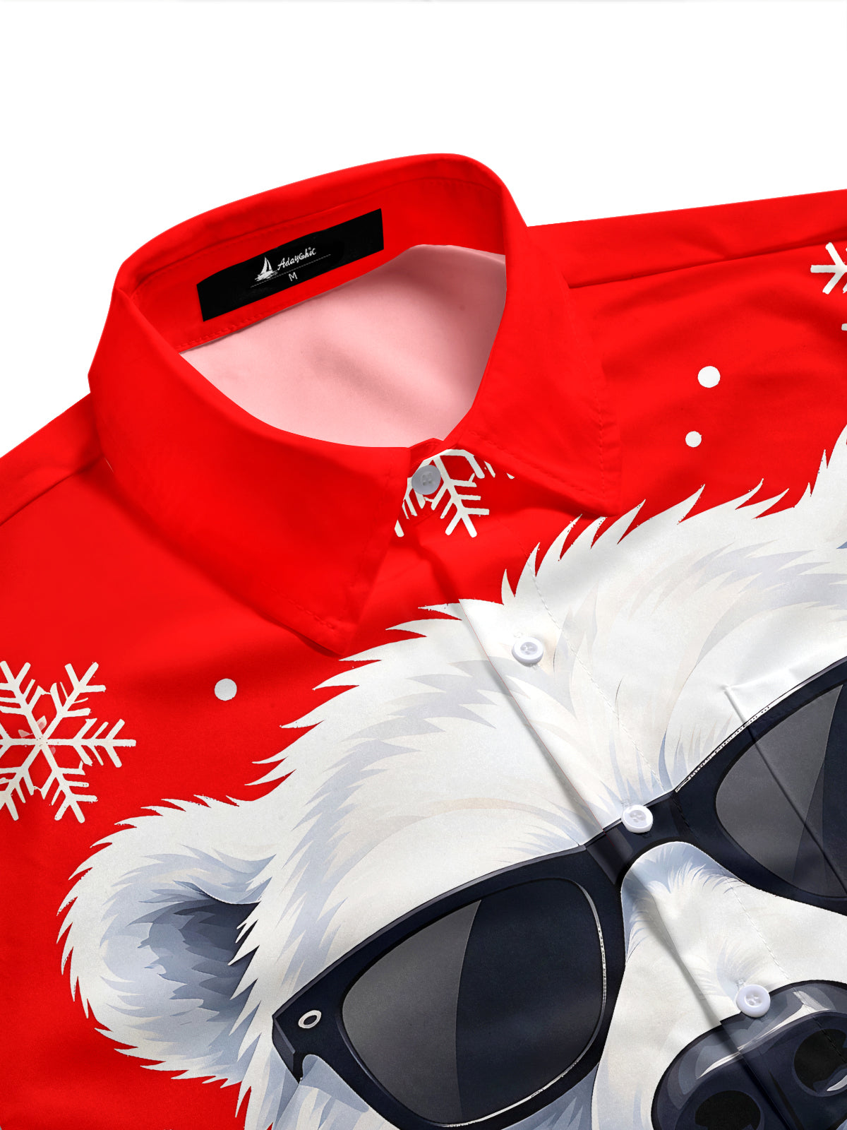 Adaychic Men's Short Sleeve Shirt - Christmas Polar Bear With Sunglasses And Green Scarf Print with Chest Pocket