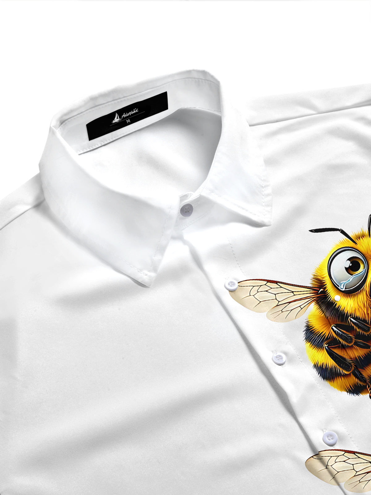 Adaychic Men's Hawaiian Crying Bee Print Short Sleeve Shirt with Chest Pocket