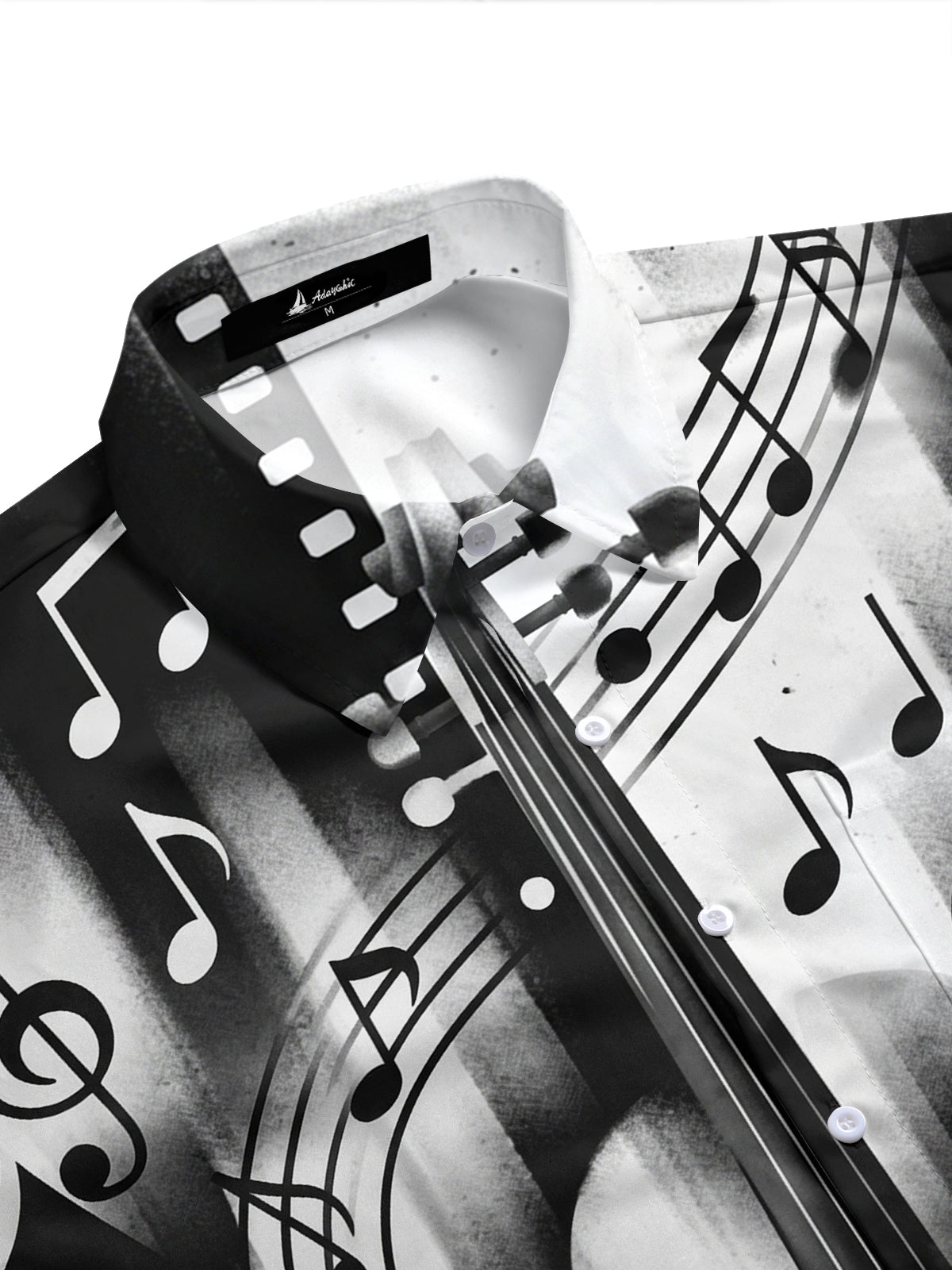 Adaychic Men's Graphic Musical Instruments Print Short Sleeve Shirt with Chest Pocket