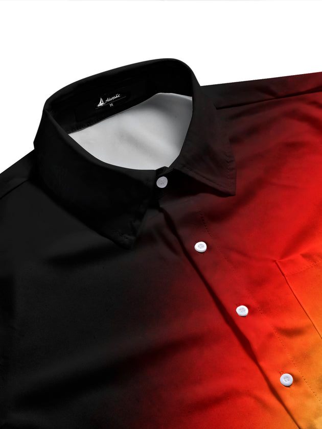 Adaychic Men's Printed Gradient Sunset Colors Print Long Sleeve Shirt with Chest Pocket
