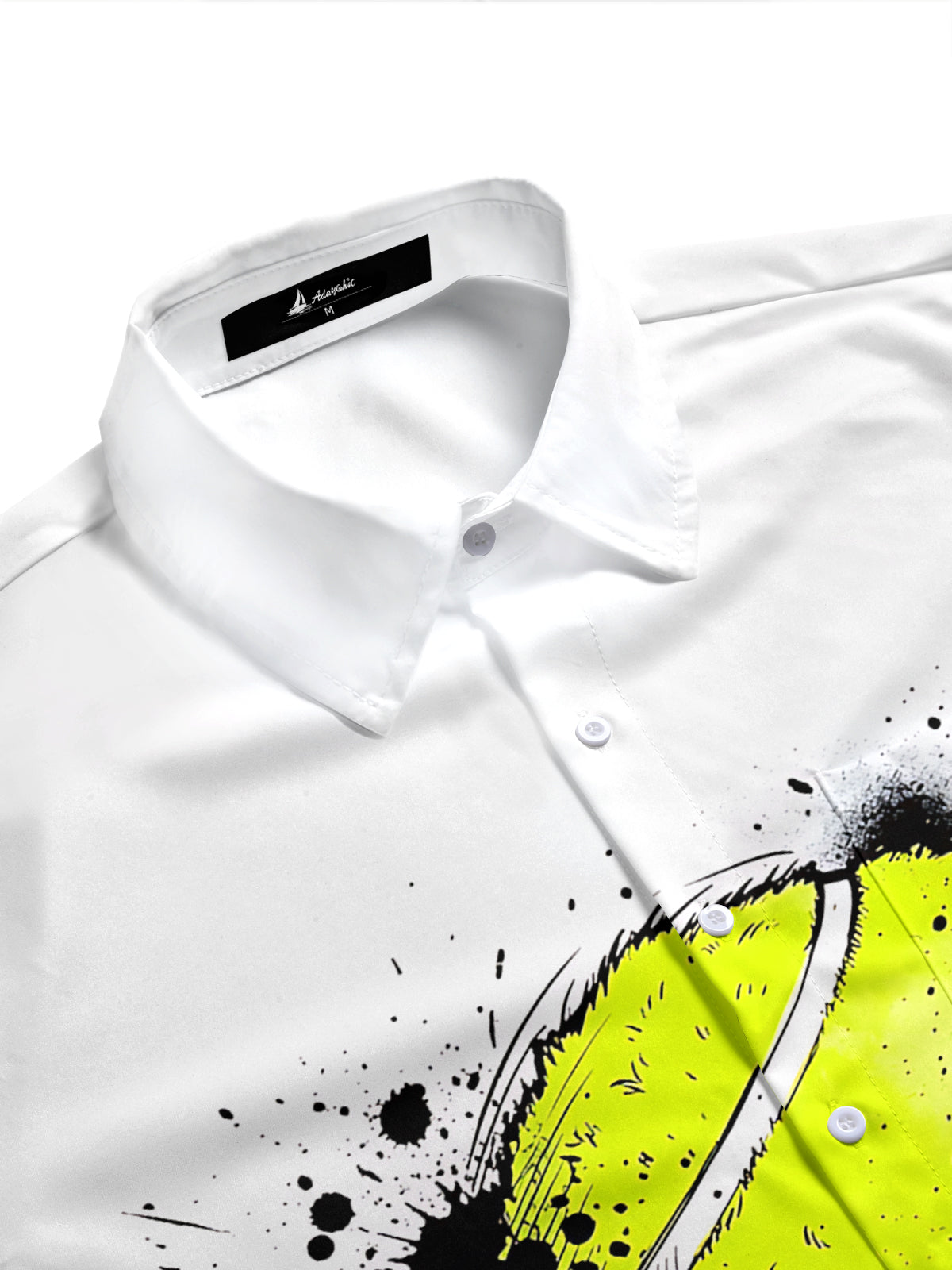 Adaychic Men's Melting Tennis Ball With Splatter Art Print Short Sleeve Shirt with Chest Pocket