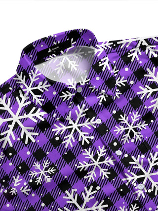 Adaychic Men's Printed Snowflake Pattern Long Sleeve Shirt with Chest Pocket