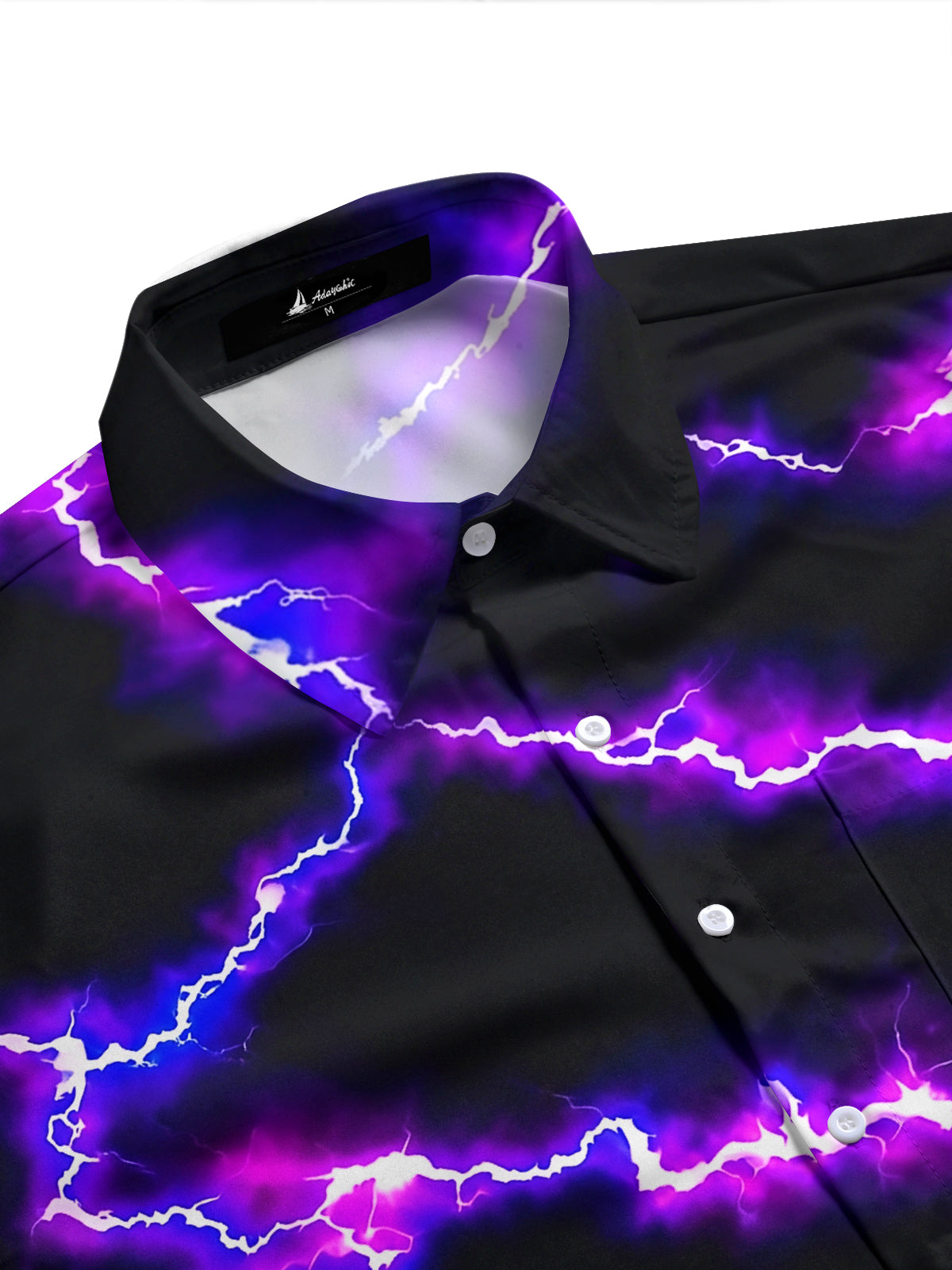 Adaychic Men's Abstract Purple Lightning Bolt Print Short Sleeve Shirt with Chest Pocket