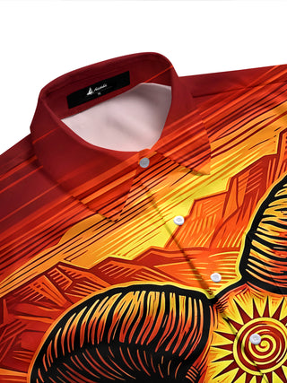 Adaychic Men's Hawaiian Goat Skull Print Short Sleeve Shirt with Chest Pocket
