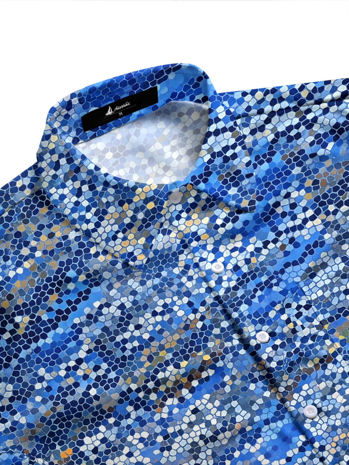 Adaychic Men's Patterned Mosaic Tile Pattern Long Sleeve Shirt with Chest Pocket