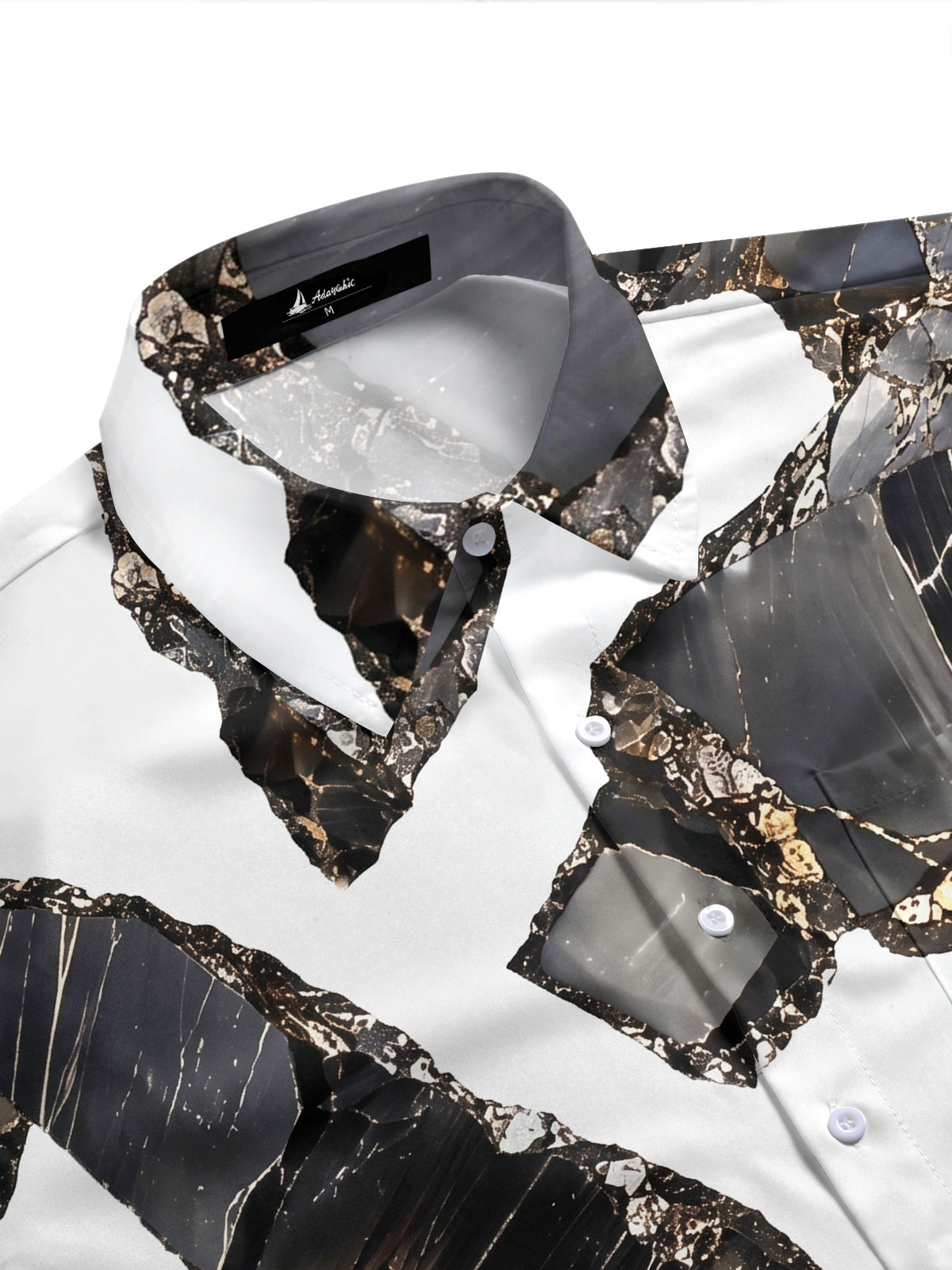 Adaychic Men's Printed Abstract Marble Pattern Short Sleeve Shirt with Chest Pocket