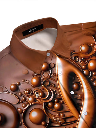 Adaychic Men's Graphic 3D Musical Note Print Short Sleeve Shirt with Chest Pocket