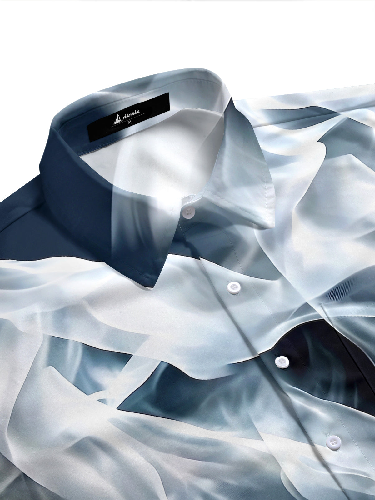 Adaychic Men's Printed Abstract Fluid Waves Print Short Sleeve Shirt with Chest Pocket