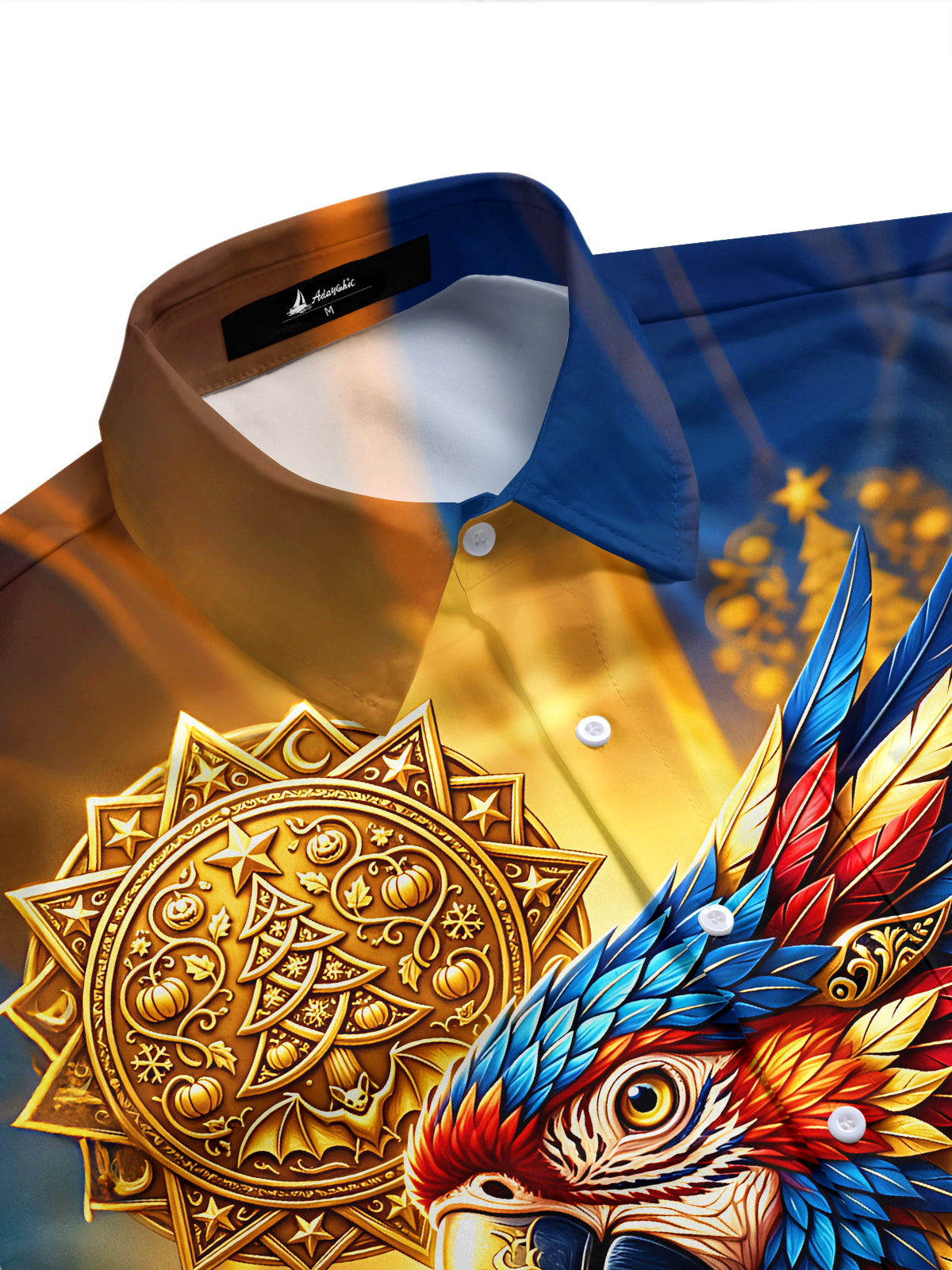 Adaychic Men's Graphic Christmas Parrot And Ornaments Print Short Sleeve Shirt