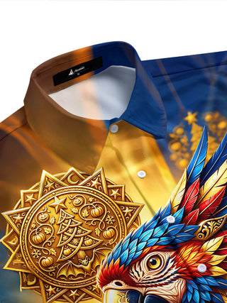 Adaychic Men's Graphic Christmas Parrot And Ornaments Print Short Sleeve Shirt