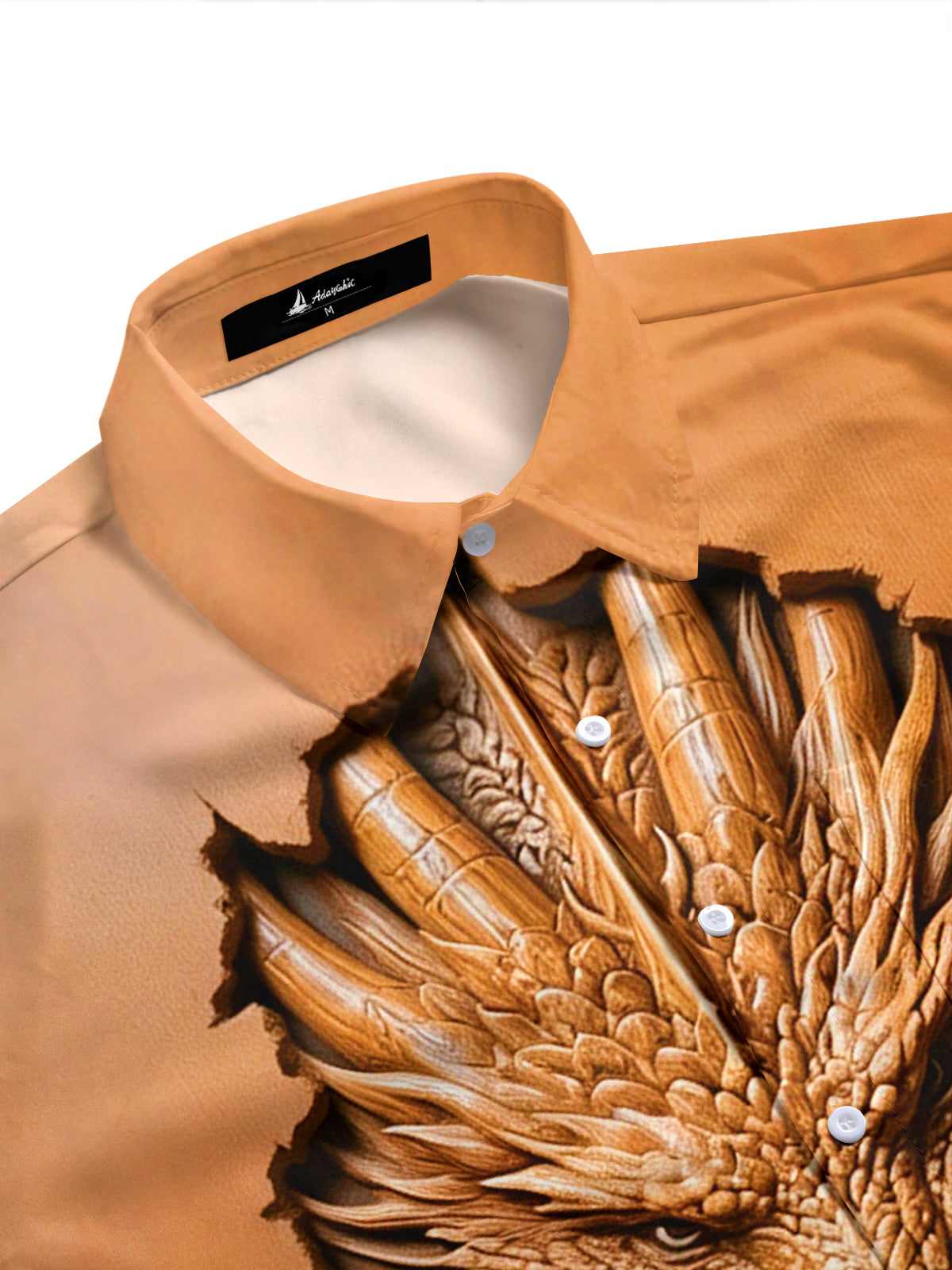 Adaychic Men's 3D 3D Dragon Burst Print Short Sleeve Shirt with Chest Pocket