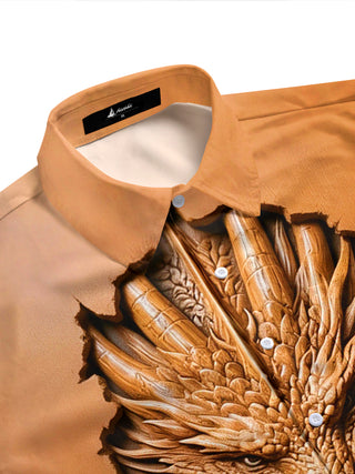 Adaychic Men's 3D 3D Dragon Burst Print Short Sleeve Shirt with Chest Pocket