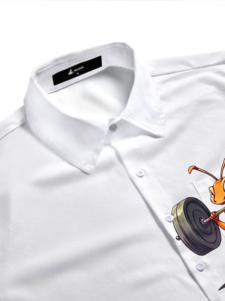 Adaychic Men's Graphic Gym Print Short Sleeve Shirt with Chest Pocket