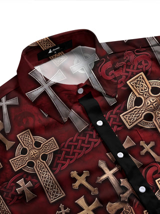Adaychic Cross Men's Pocket Long Sleeve Shirts