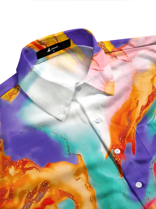 Adaychic Men's Printed Abstract Gradient Print Long Sleeve Shirt with Chest Pocket