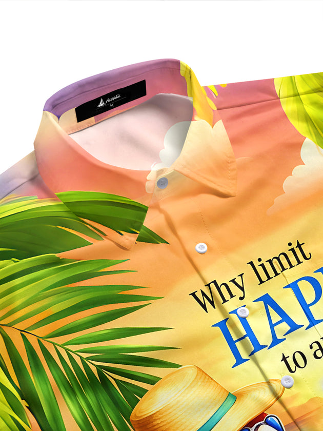 Adaychic Men's Hawaiian Floral Parrot Tropical Sunset Print Short Sleeve Button Down Shirt with Chest Pocket