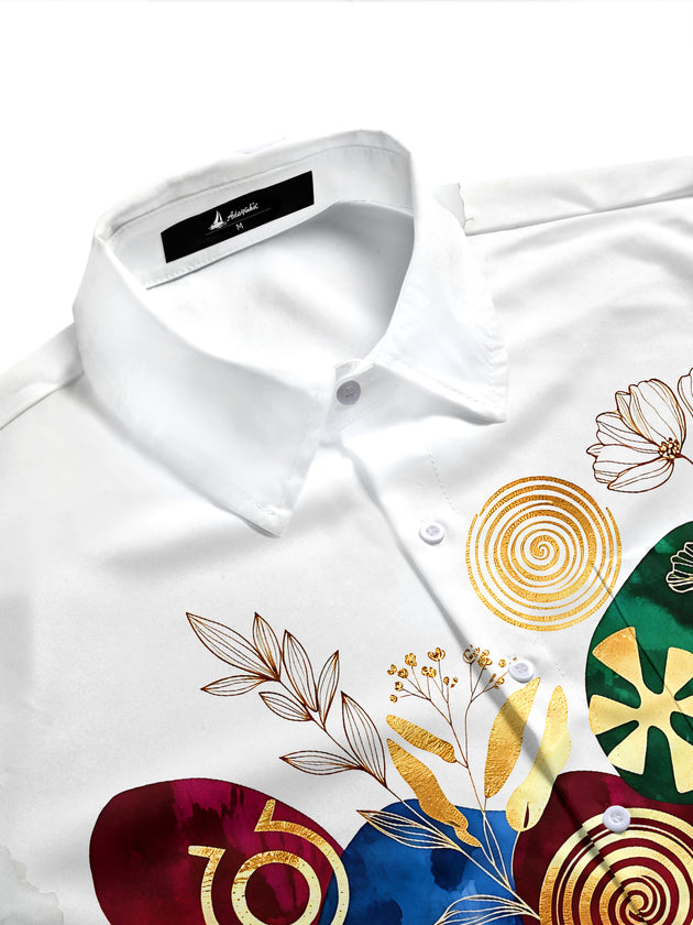 Adaychic Men's Printed Abstract Watercolor Blobs Print Short Sleeve Shirt with Chest Pocket