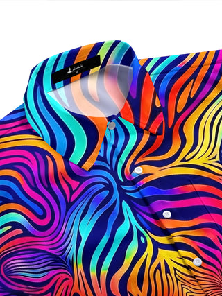 Adaychic Men's Graphic Pattern Print Short Sleeve Shirt with Chest Pocket