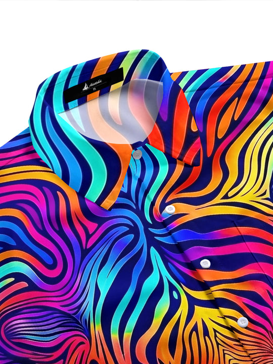 Adaychic Men's Graphic Pattern Print Short Sleeve Shirt with Chest Pocket