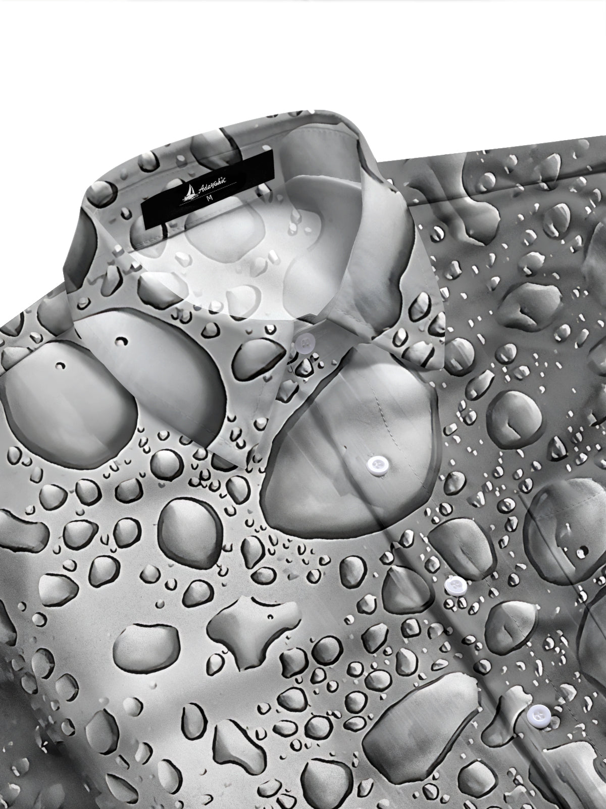 Adaychic Men's 3D Water Drop Pattern 3D Water Droplets Print Long Sleeve Shirt with Chest Pocket