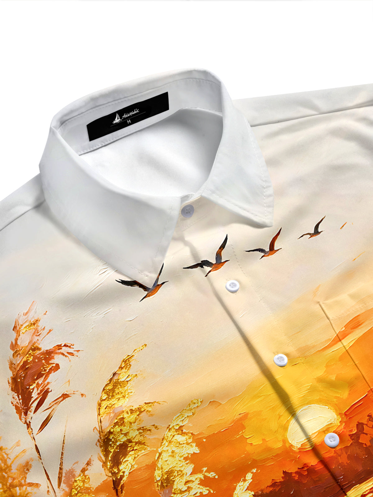 Adaychic Men's Hawaiian Sunset Lake Scenery Print Short Sleeve Shirt with Chest Pocket