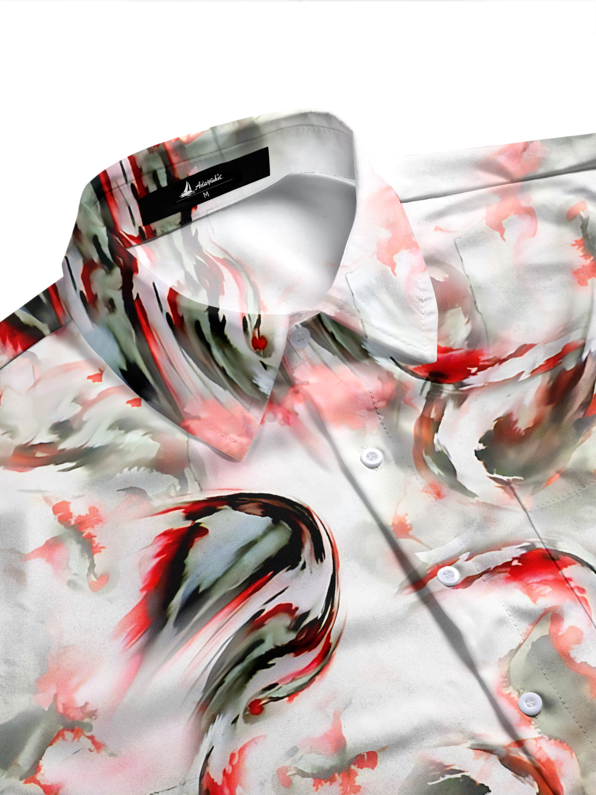 Adaychic Men's Printed Abstract Swirl Pattern Long Sleeve Shirt with Chest Pocket