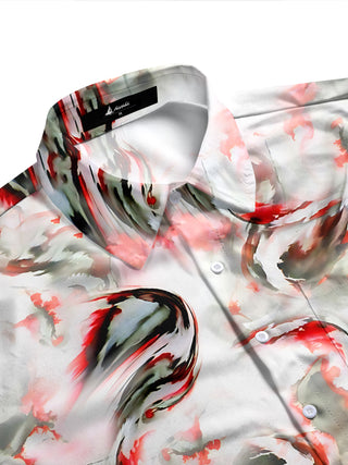 Adaychic Men's Printed Abstract Swirl Pattern Long Sleeve Shirt with Chest Pocket