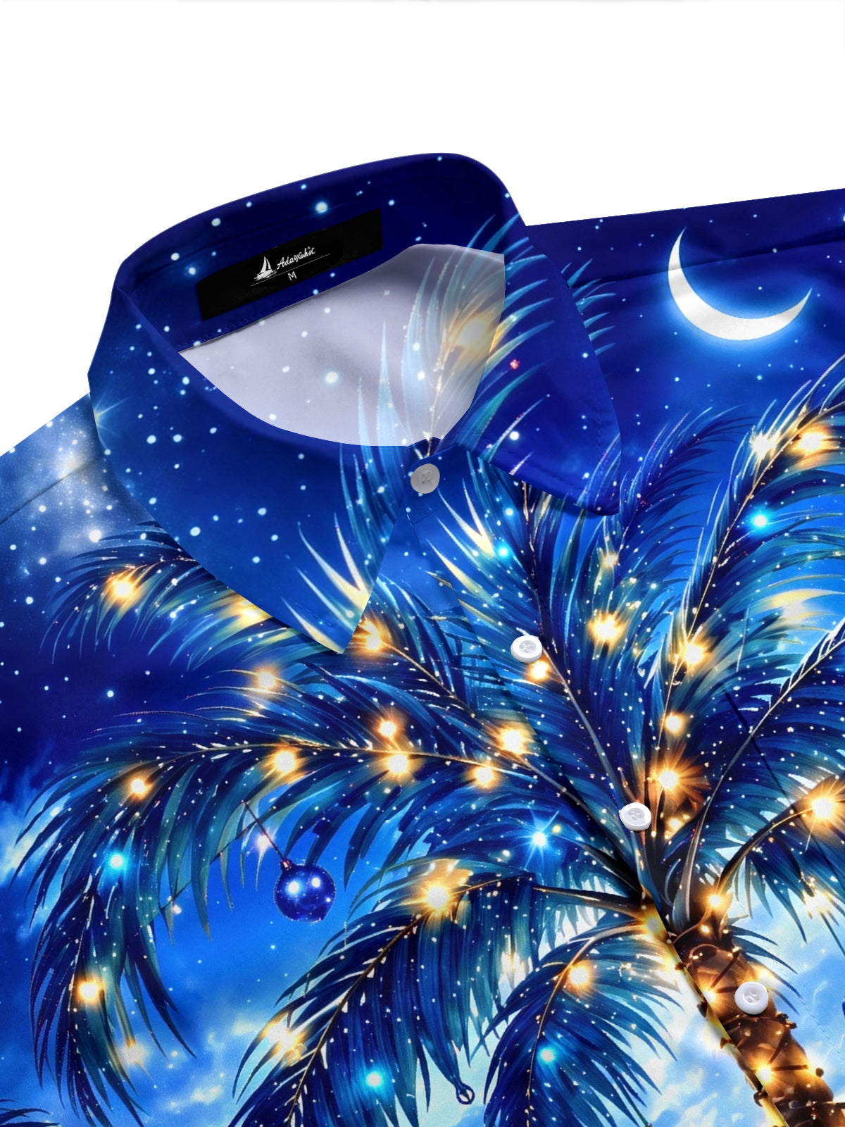 Adaychic Men's Christmas Palm Tree And Parrots Print Short Sleeve Shirt with Chest Pocket
