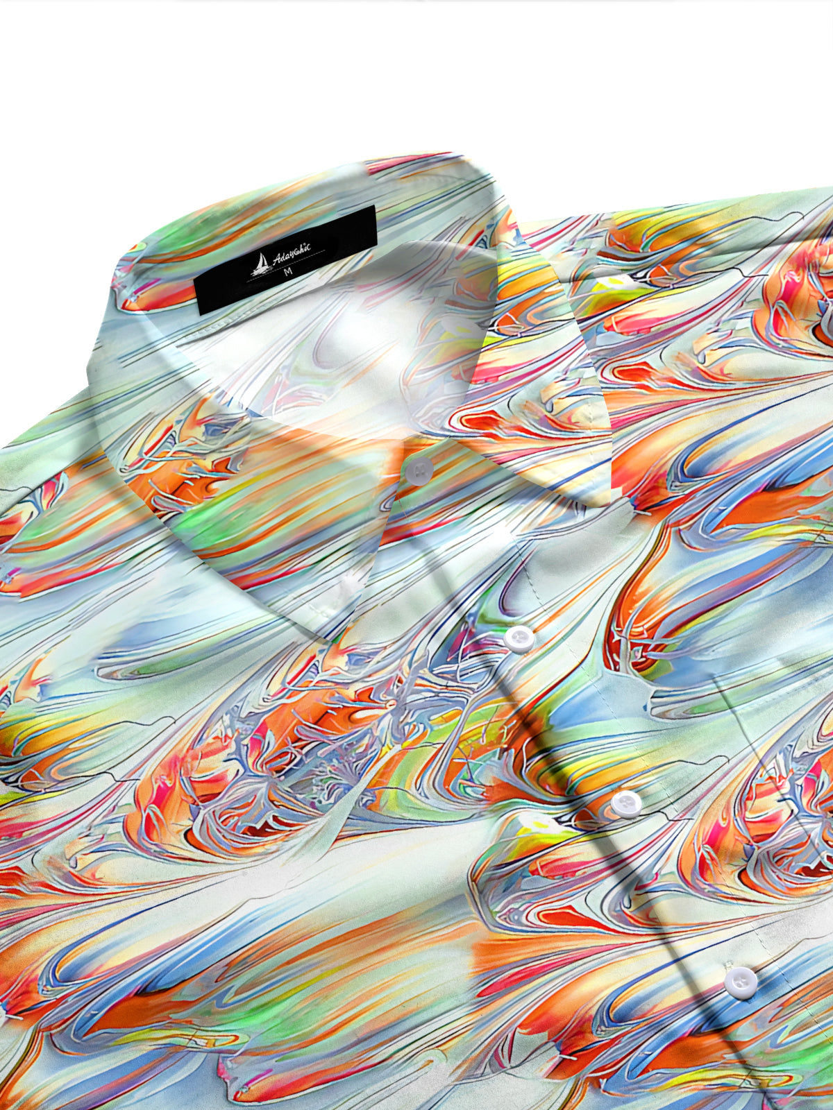 Adaychic Men's Printed Abstract Swirl Pattern Long Sleeve Shirt with Chest Pocket