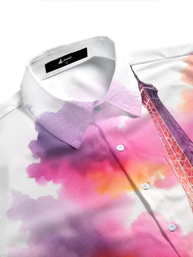 Adaychic Men's Graphic Fashion Top Print Short Sleeve Shirt with Chest Pocket