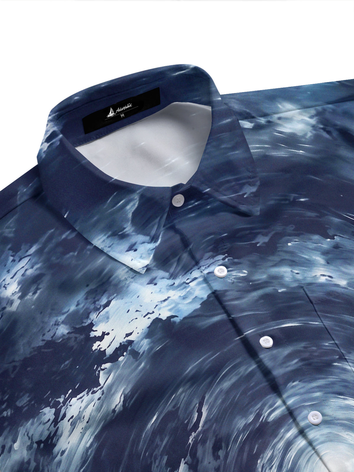 Adaychic Men's Printed Deep Sea Vortex Water Swirl Print Short Sleeve Shirt with Chest Pocket