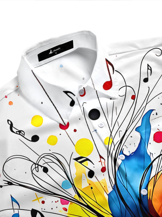 Adaychic Men's Graphic Colorful Butterfly Print Short Sleeve Shirt with Chest Pocket