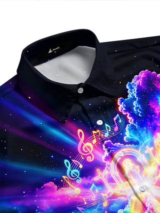 Adaychic Heaven Rainbow Staircase Men's Short Sleeve Shirt with Chest Pocket