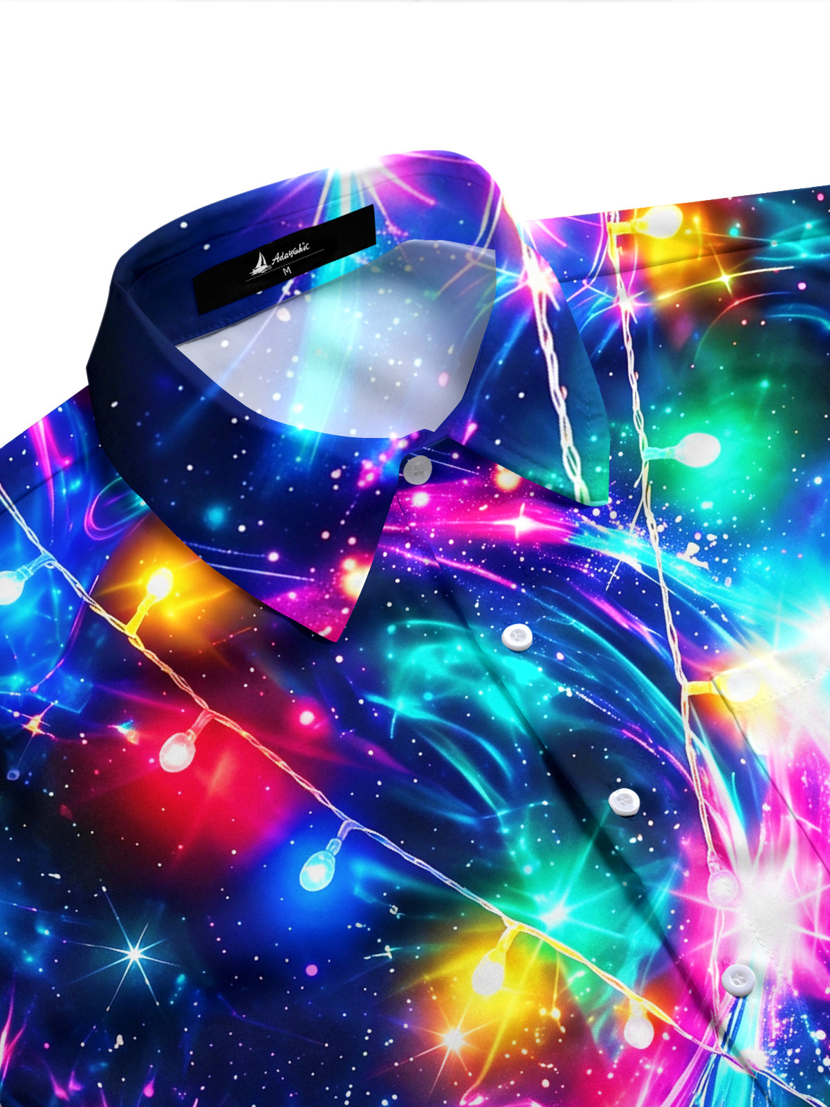 Adaychic Men's Hawaiian Galaxy Nebula Print Short Sleeve Shirt with Chest Pocket