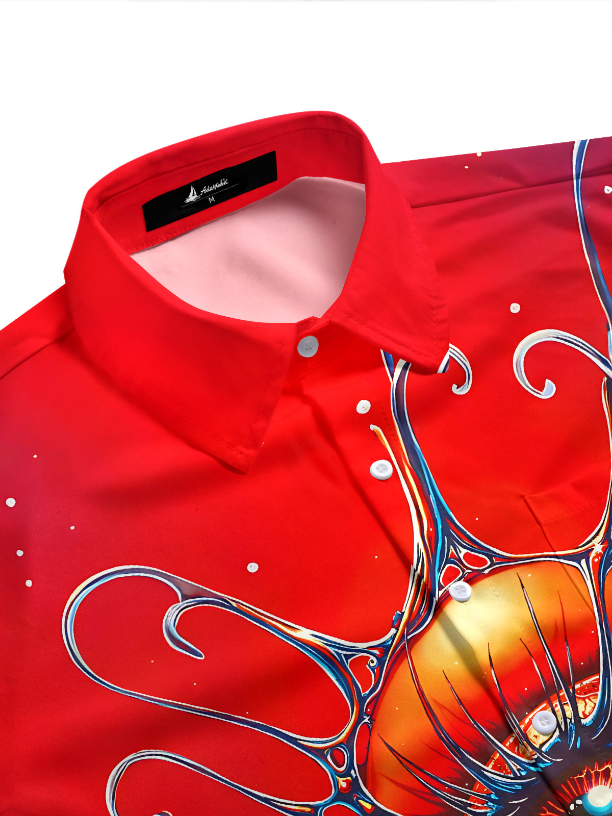 Adaychic Men's Graphic Giant Eye Print Ocean Sunset Print Short Sleeve Shirt with Chest Pocket