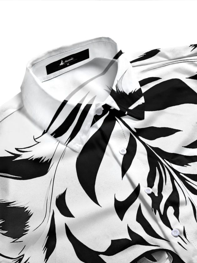 Adaychic Men's Graphic Animal Print Long Sleeve Shirt with Chest Pocket