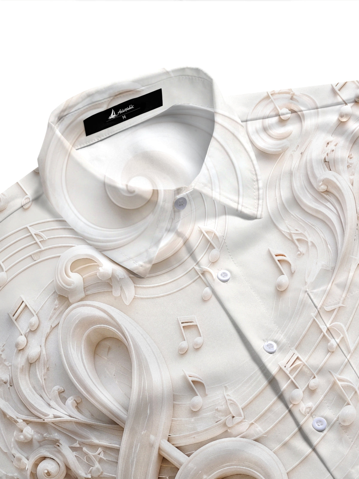 Adaychic Men's Graphic Music Notes Print Piano Print Short Sleeve Shirt with Chest Pocket